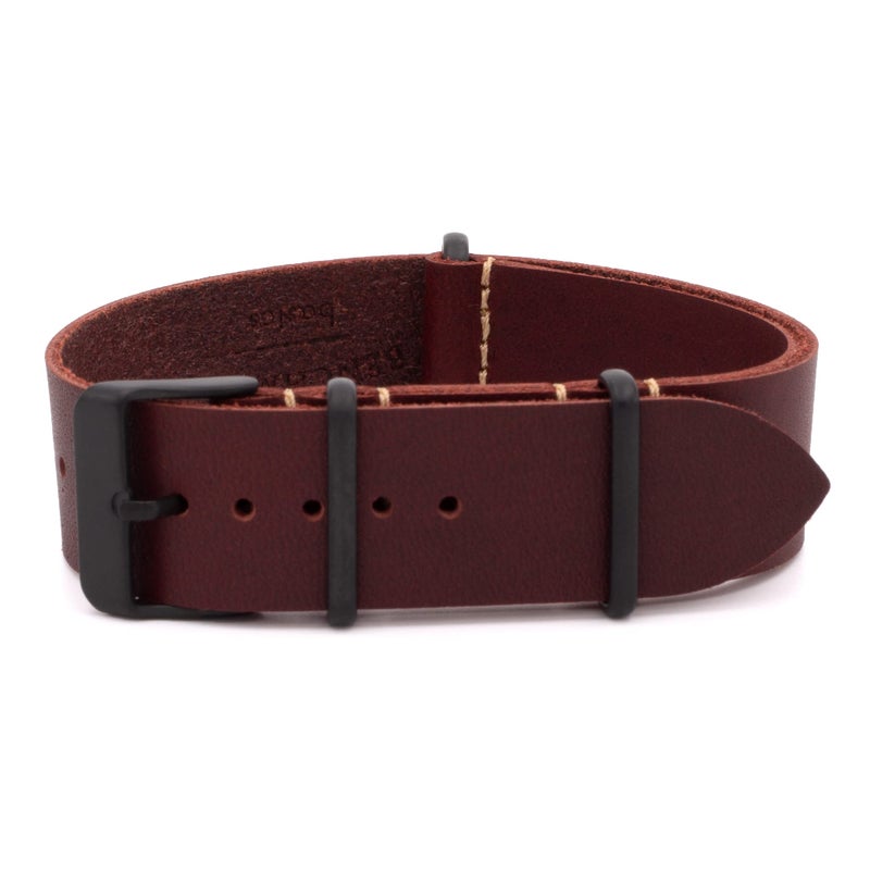Benchmark Basics Leather Watch Band - Crazy Horse Oiled Leather One-Piece Watch Straps for Men & Women - Choice of Color & Width - 18mm, 20mm, 22mm or 24mm (18mm, Oxblood PVD) - Image 1